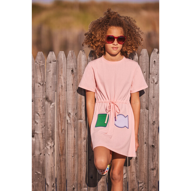 Patch T-Shirt Dress, Rose Pink - Dresses - 3