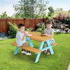 Outdoor Picnic Table & Chair Set - Wood / Petrol - Kids Seating - 2