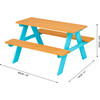 Outdoor Picnic Table & Chair Set - Wood / Petrol - Kids Seating - 4