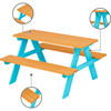 Outdoor Picnic Table & Chair Set - Wood / Petrol - Kids Seating - 5
