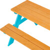 Outdoor Picnic Table & Chair Set - Wood / Petrol - Kids Seating - 6