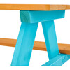 Outdoor Picnic Table & Chair Set - Wood / Petrol - Kids Seating - 8