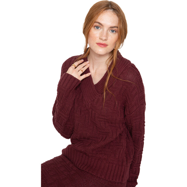 Selby Pullover, Burgundy - Sweaters - 1