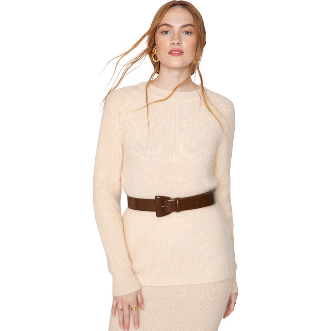 Dee Crewneck Sweater, Crème - Sweaters - 1