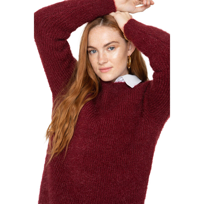 Dee Crewneck Sweater, Burgundy - Sweaters - 1