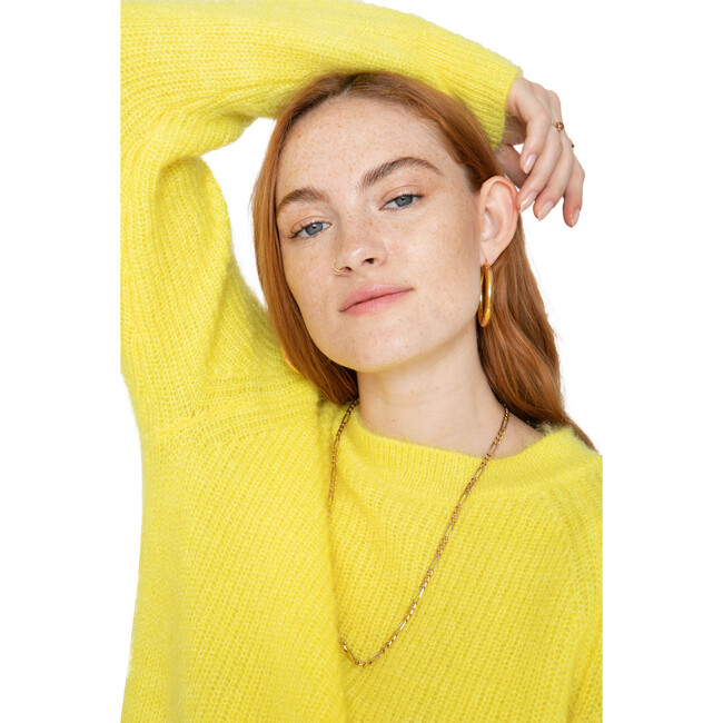 Dee Crewneck Sweater, Yellow - Sweaters - 1