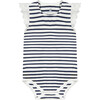 Organic Eyelet Sleeve Bodysuit, Breton Stripe - Onesies - 1 - thumbnail