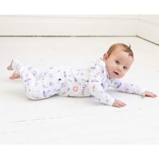 Classic Footless PJ Onesie, Nautical Print - Pajamas - 3