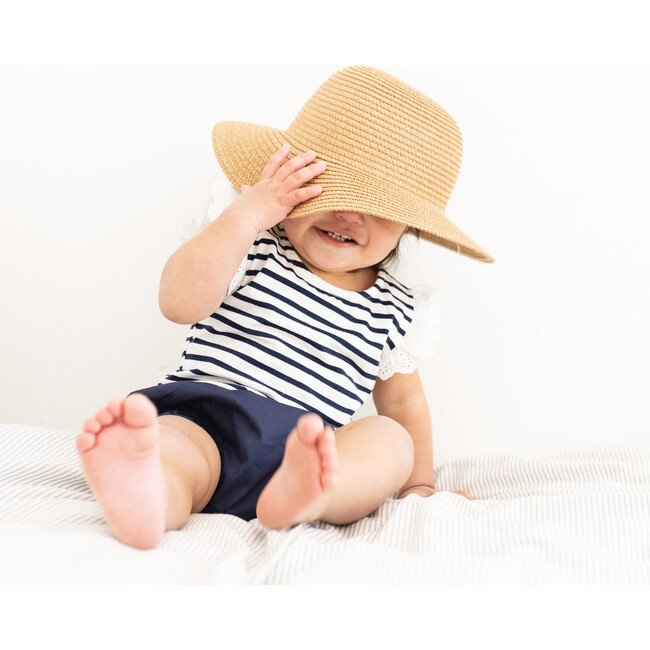 Organic Eyelet Sleeve Bodysuit, Breton Stripe - Onesies - 4