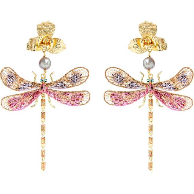Lux Dragonfly Earrings, Pink - Earrings - 1
