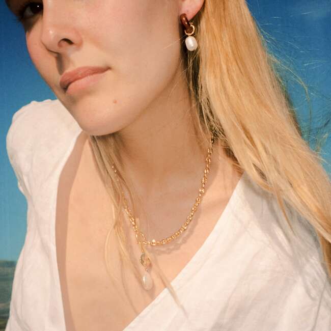 Kayle Huggie Hoop Earrings, Brown