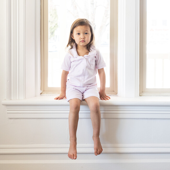 Short Sleeve Classic Pajamas, Pink Stripe - Pajamas - 2