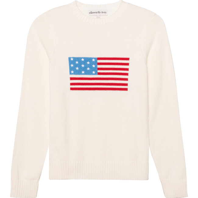 Women's American Flag Sweater, White
