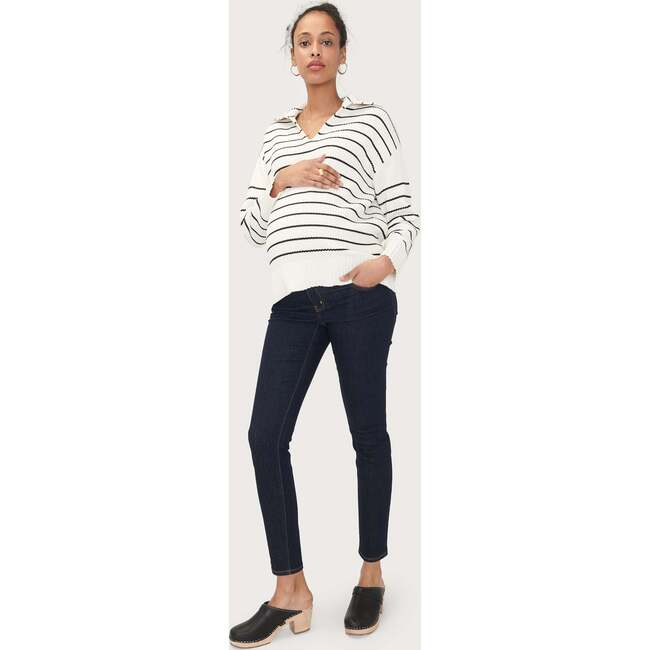 The Women's Skye Sweater, Ivory/Navy Stripe