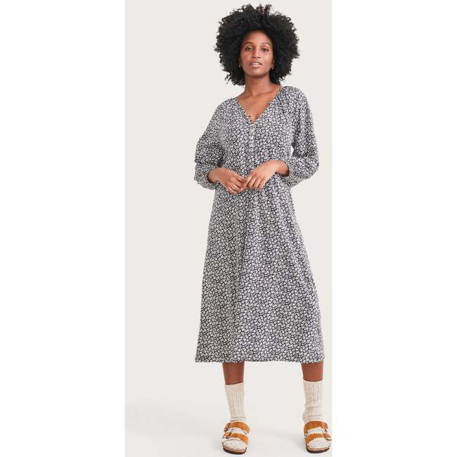 The Women's Organic Cotton Nursing Night Dress, Black Floral - Dresses - 4