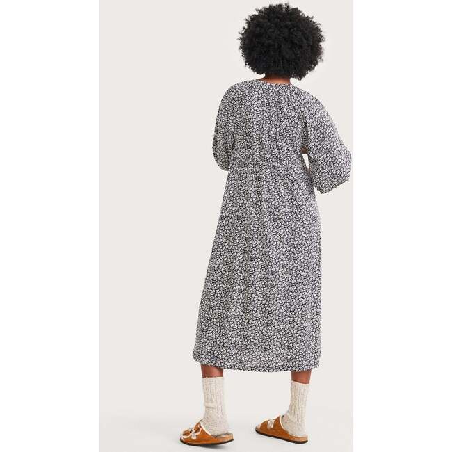 The Women's Organic Cotton Nursing Night Dress, Black Floral - Dresses - 5