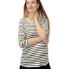 The Women's Fitted Longsleeve Tee, Navy/Ivory Stripe - Tees - 1 - thumbnail