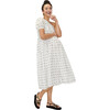 The Women's Elle Dress, White With Navy Embroidery - Dresses - 1 - thumbnail
