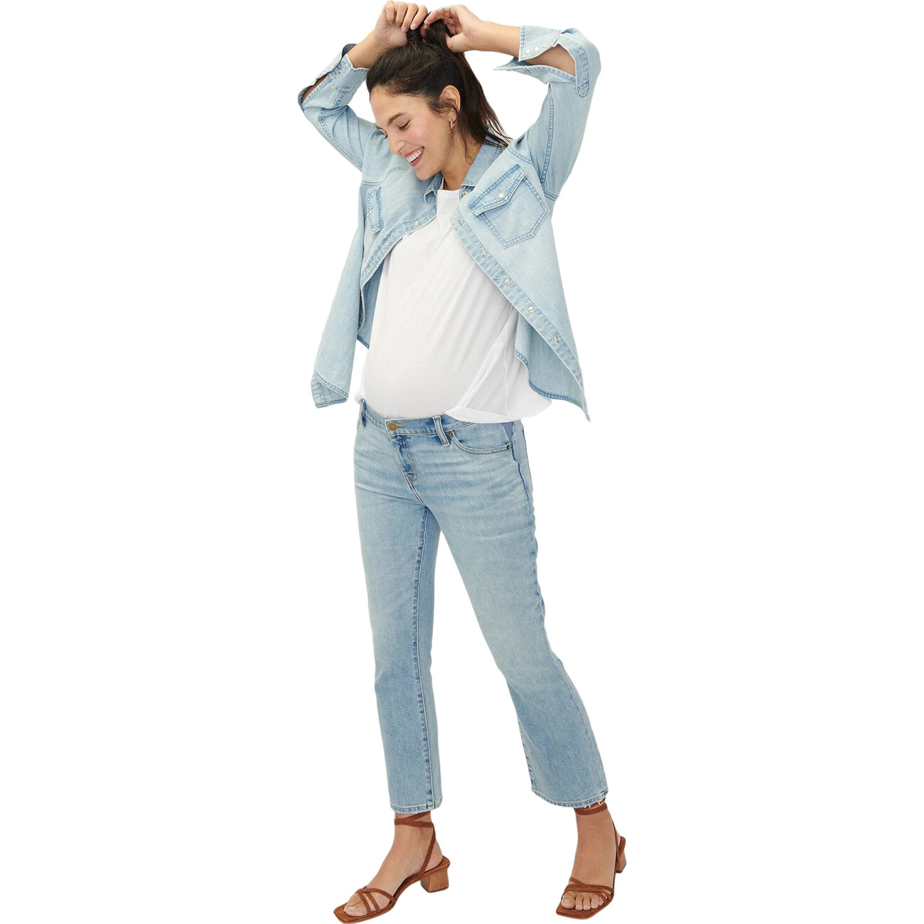 The Women's Crop Maternity Jean, Light Wash - HATCH Bottoms