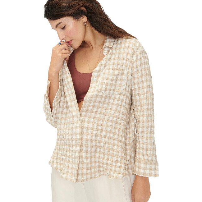The Women's Boyfriend Shirt, Tan/Ivory Gingham
