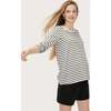 The Women's Fitted Longsleeve Tee, Charcoal/White Stripe - Tees - 3 - thumbnail