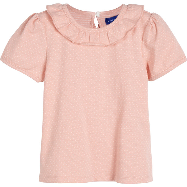 Monique Pointelle Tee, Pink with Ivory Dot