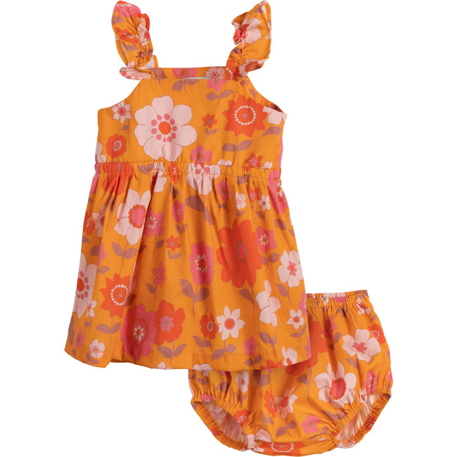 Baby Mila Dress with Bloomer, Retro Floral - Dresses - 1