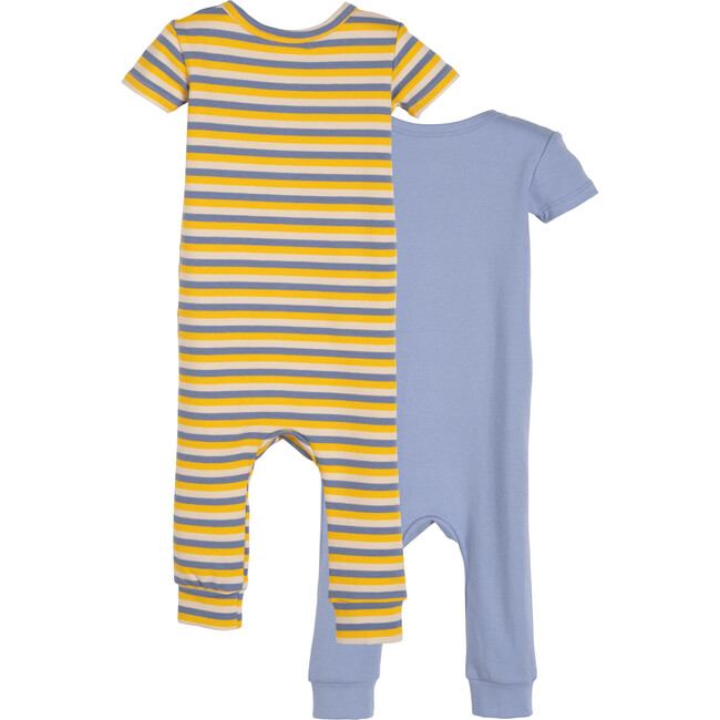 Baby Nicky Short Sleeve Zip Up Onesie 2-Pack, Blue Multi - Onesies - 3
