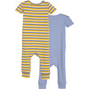 Baby Nicky Short Sleeve Zip Up Onesie 2-Pack, Blue Multi - Onesies - 3 - thumbnail