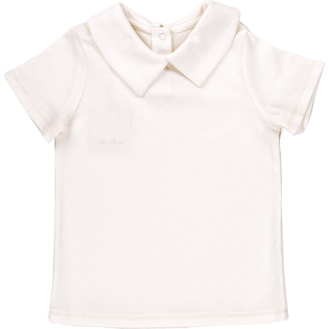The Pointed Collar Top with Short Sleeves, Muffin White