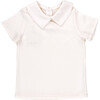 The Pointed Collar Top with Short Sleeves, Muffin White - Polo Shirts - 1 - thumbnail