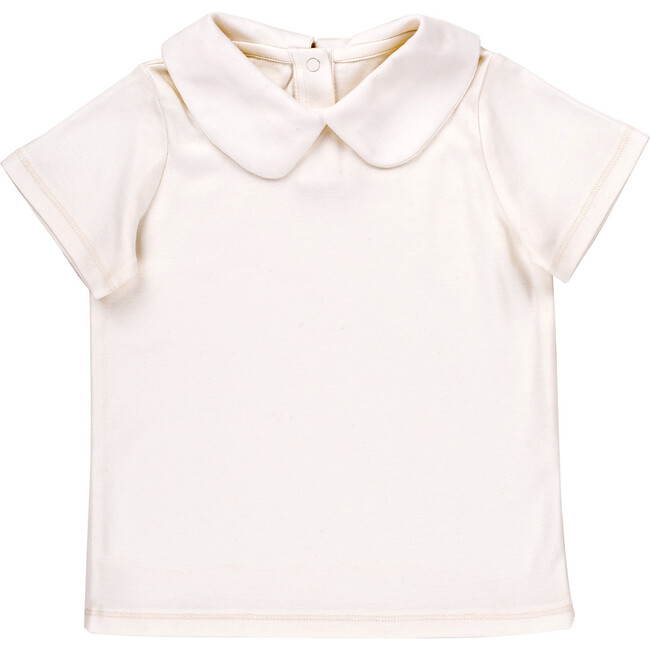 The Rounded Collar Top with Short Sleeves, Muffin White - Polo Shirts - 1
