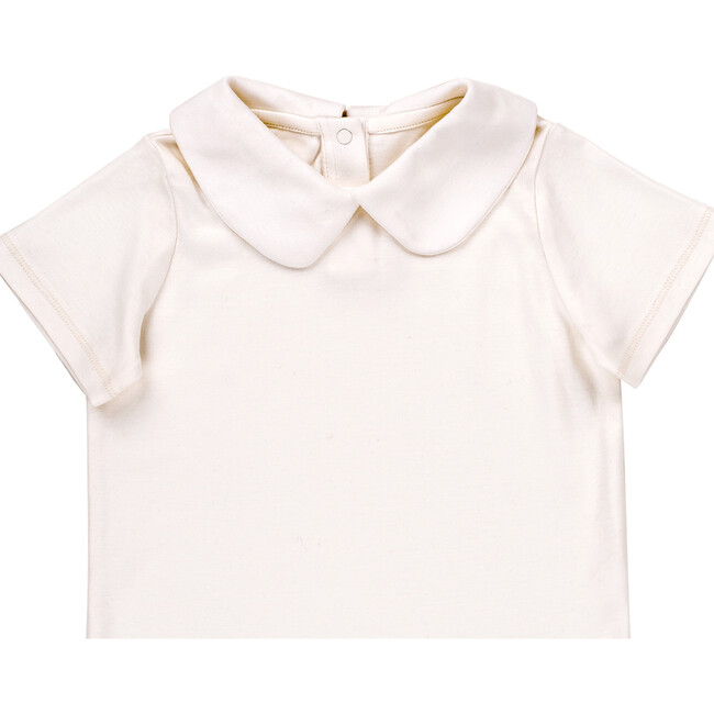 The Rounded Collar Top with Short Sleeves, Muffin White - Polo Shirts - 3