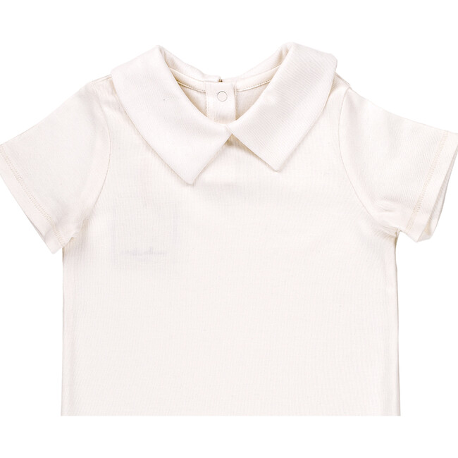 The Pointed Collar Top with Short Sleeves, Muffin White - Polo Shirts - 3