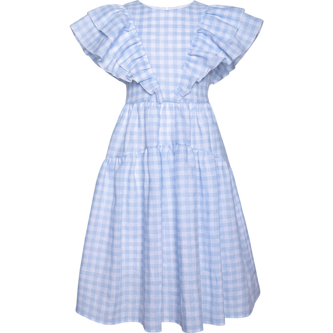 Linen Maxi Dress Picnic, Blue - Dresses - 1