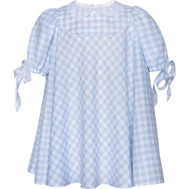 Linen Dress Picnic, Blue - Dresses - 1