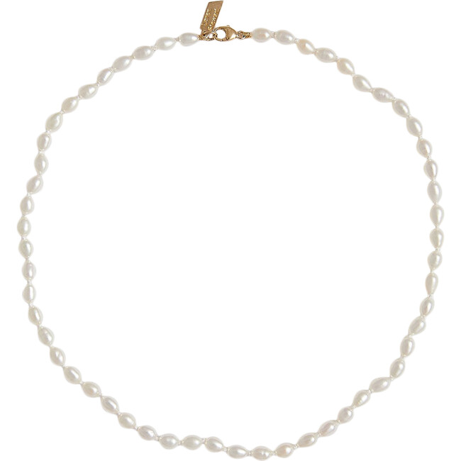Girls Rice Pearl Necklace, White