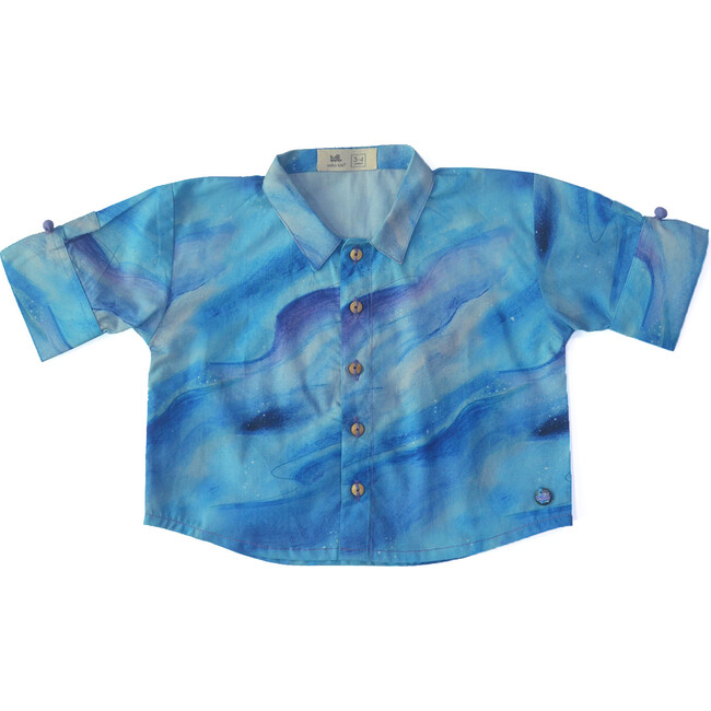 Cloudy Cropped Shirt, Blue