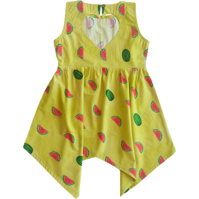 Watermelon Splash Handkerchief Hem Dress, Green - Dresses - 3