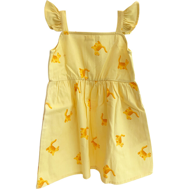 Kitty Kat Yellow Frilly Frock, Yellow - Dresses - 3