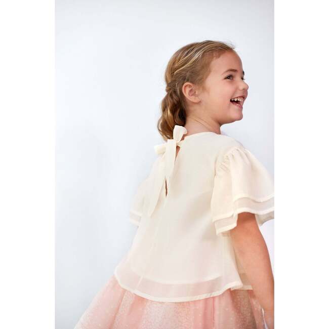 Organza Layered Flared Top, Cream - Shirts - 3