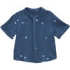 Gauze Button Up Shirt, Navy - Shirts - 1 - thumbnail