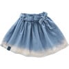 Denim Skirt with Belt, Blue - Skirts - 1 - thumbnail