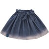 Denim Skirt with Belt, Navy - Skirts - 1 - thumbnail