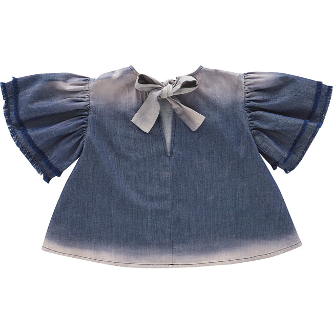 Distressed Chambray Flared Top, Indigo - Shirts - 2