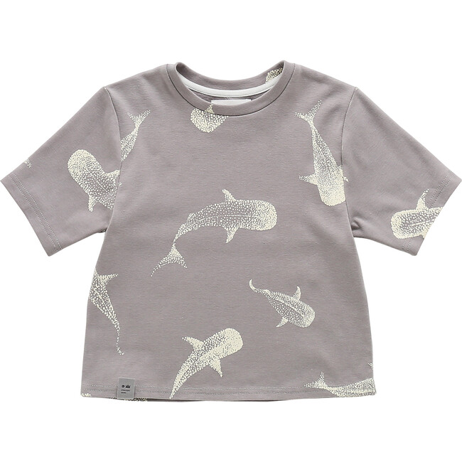 Boxy T-Shirt with All Over Print, Grey