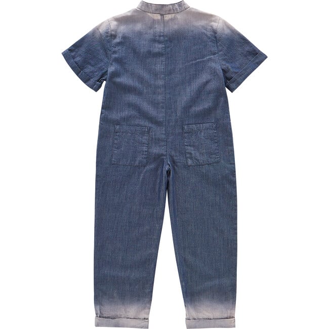 Chambray Mechanic Jumpsuit, Navy - Rompers - 2