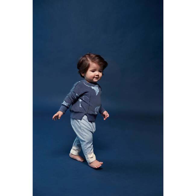 Denim Baby Joggers with Front Pleat, Blue - Pants - 3