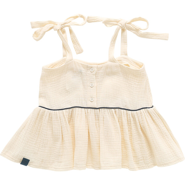 Baby Peplum Top with Ties, Cream OMAMImini Tops