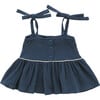 Baby Peplum Top with Ties, Navy - Shirts - 1 - thumbnail